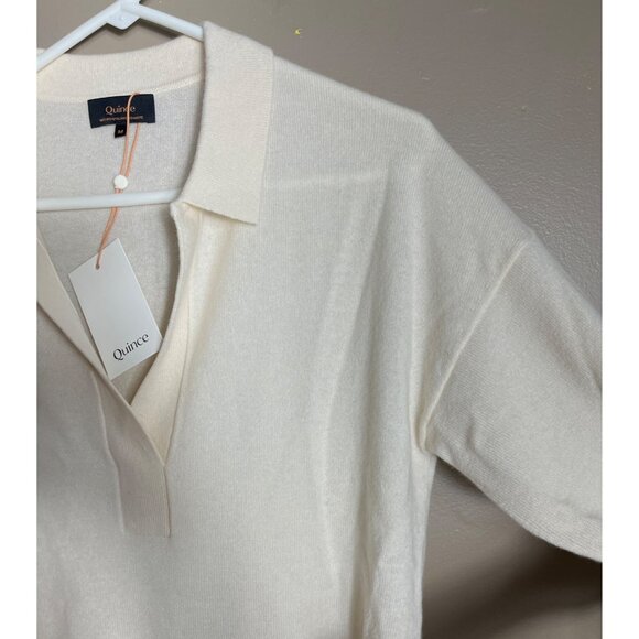 NWT Quince Cashmere Polo Sweater Ivory Mongolian Luxury Pullover Womens M - Picture 7 of 10